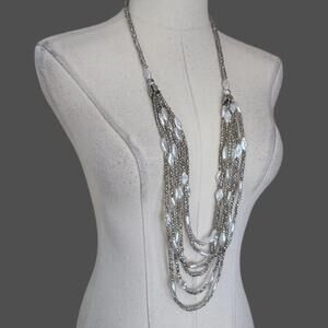 Silver Beaded Gardenia Necklace